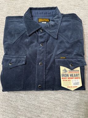 NWT Iron Heart STF Japanese Corduroy Shirt Jacket - Blue